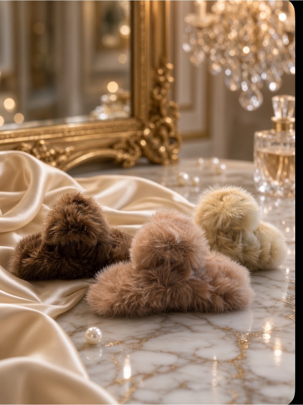 Plush Faux Fur Hair Clips Boutique New